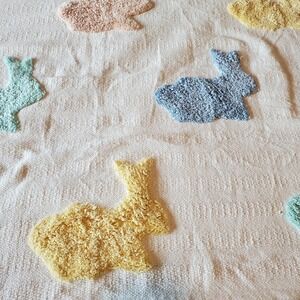 Bunny Boulevard Pastel Tufted Bunny Cotton Throw Blanket with Tassels 66x52